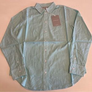 Everlane Mint Green And White Striped Cotton The Relaxed Oxford Shirt Size 0 NWT